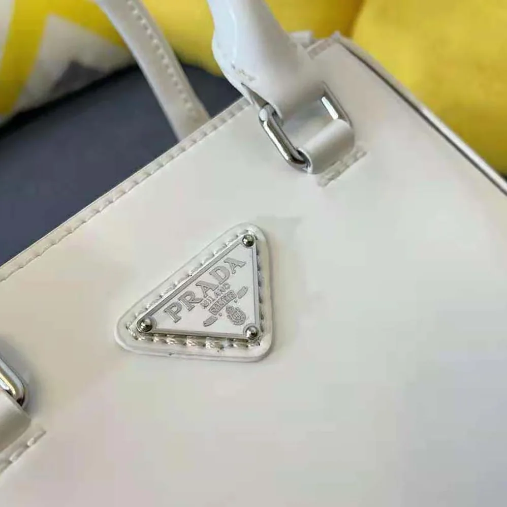 Prada Small Brushed Leather Tote for Women in White