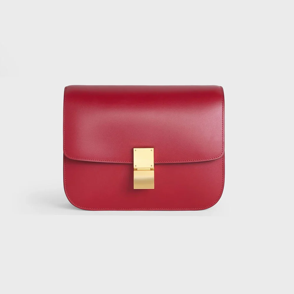 Celine Medium Classic Bag in Box Calfskin for Women in Red Celine Medium Classic Bag in Box Calfskin for Women in Red