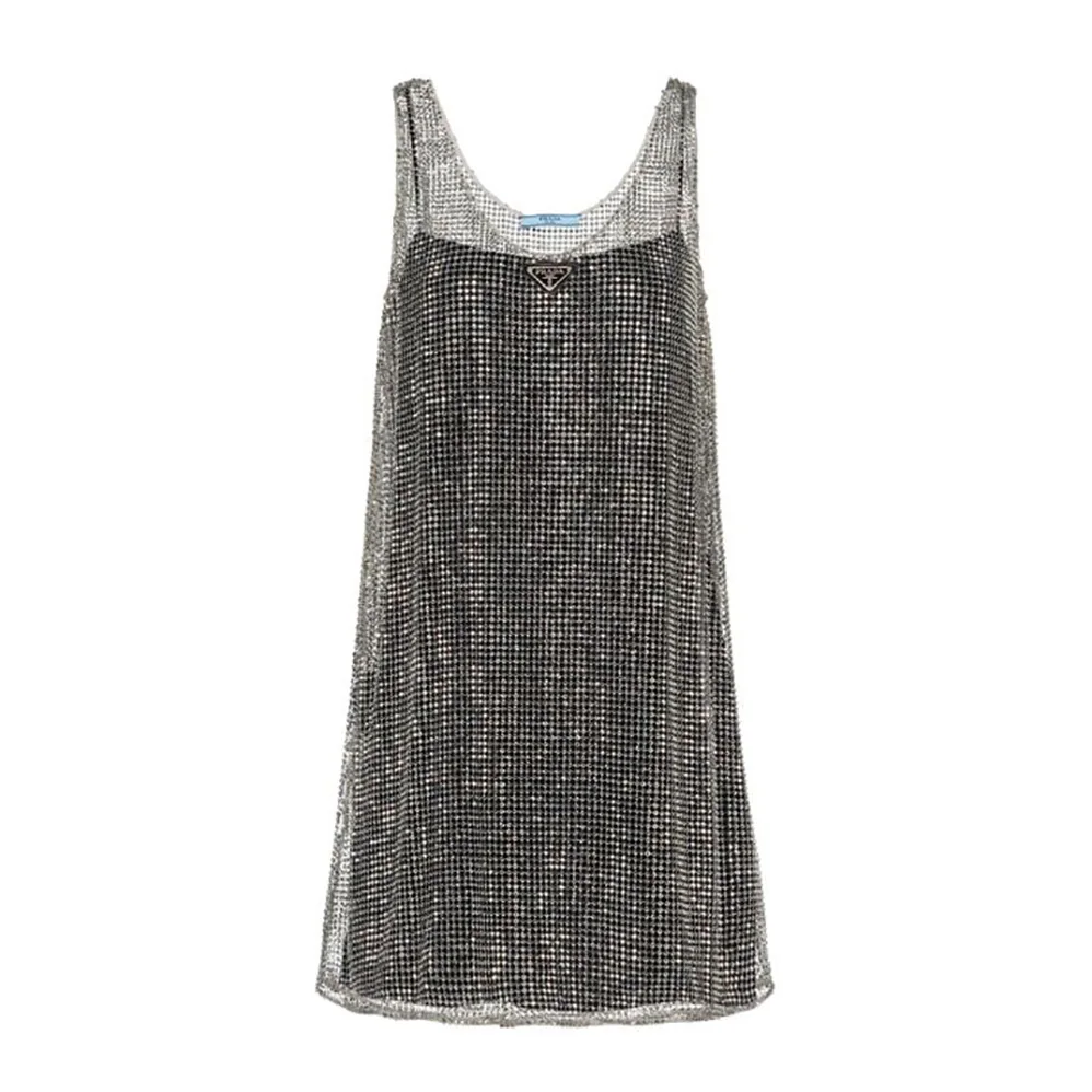 Prada Rhinestone Embroidered Mesh Mini for Women in Dress