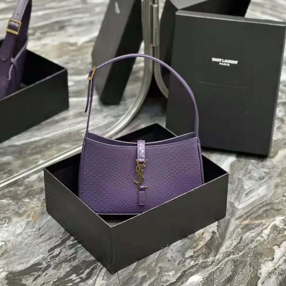 Saint Laurent YSL Le 5 A 7 Hobo Bag in Python for Women in Purple