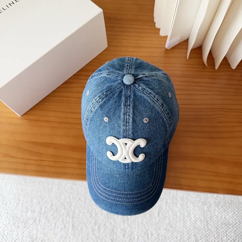 Celine Triomphe Baseball Cap in Denim Union Wash for Women