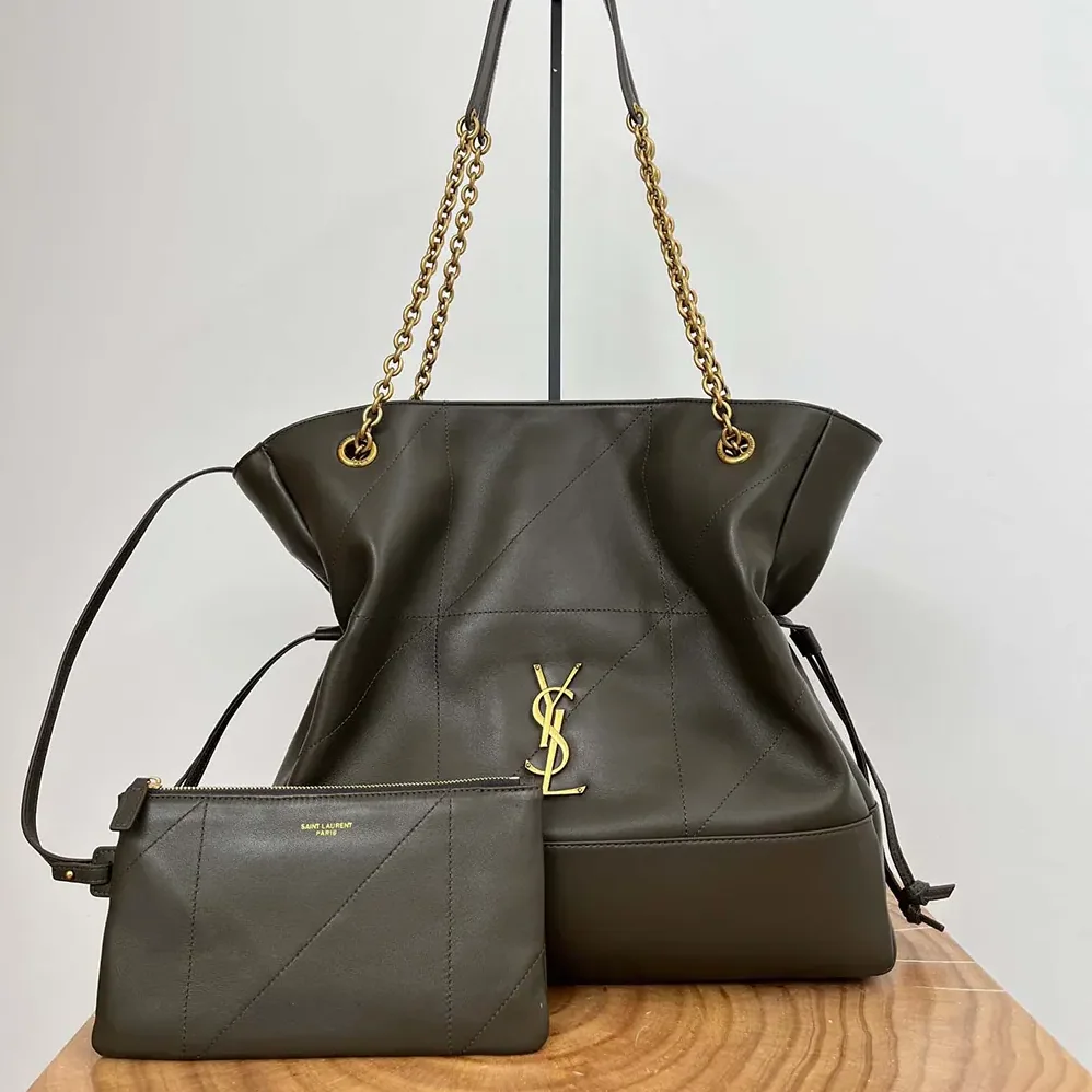 Saint Laurent YSL Jamie Shopping in Lambskin for Women in Dark Green Saint Laurent YSL Jamie Shopping in Lambskin for Women in Dark Green