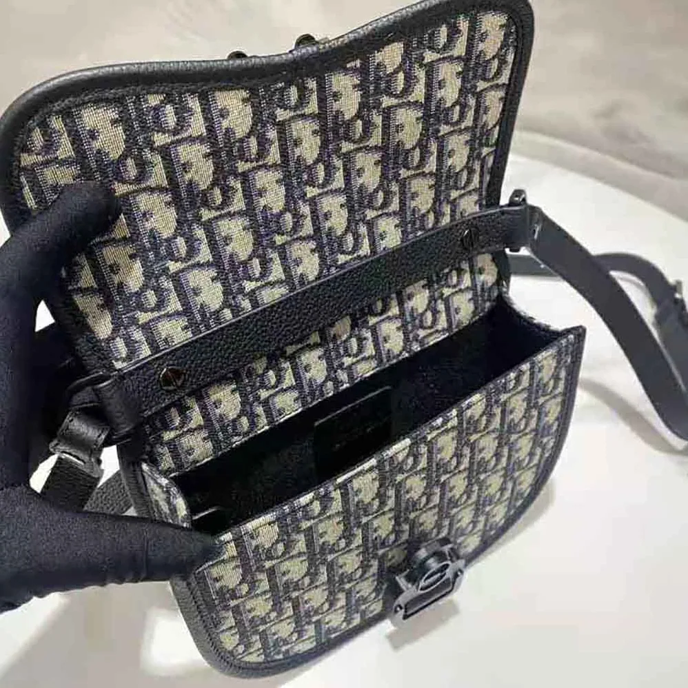 Dior Gallop Messenger Bag Beige and Black Dior Oblique Jacquard and Black Grained Calfskin for Men
