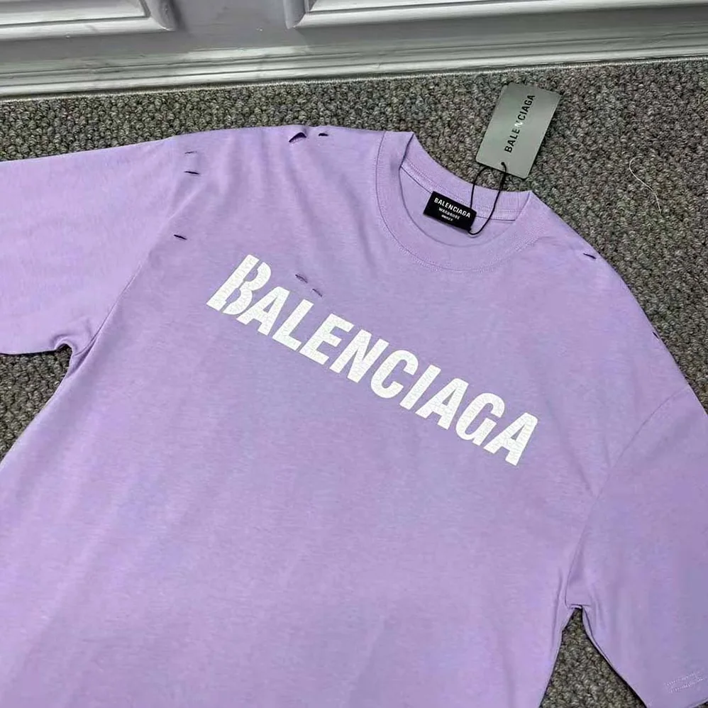 Balenciaga Destroyed T-shirt Boxy Fit in Purple for Women