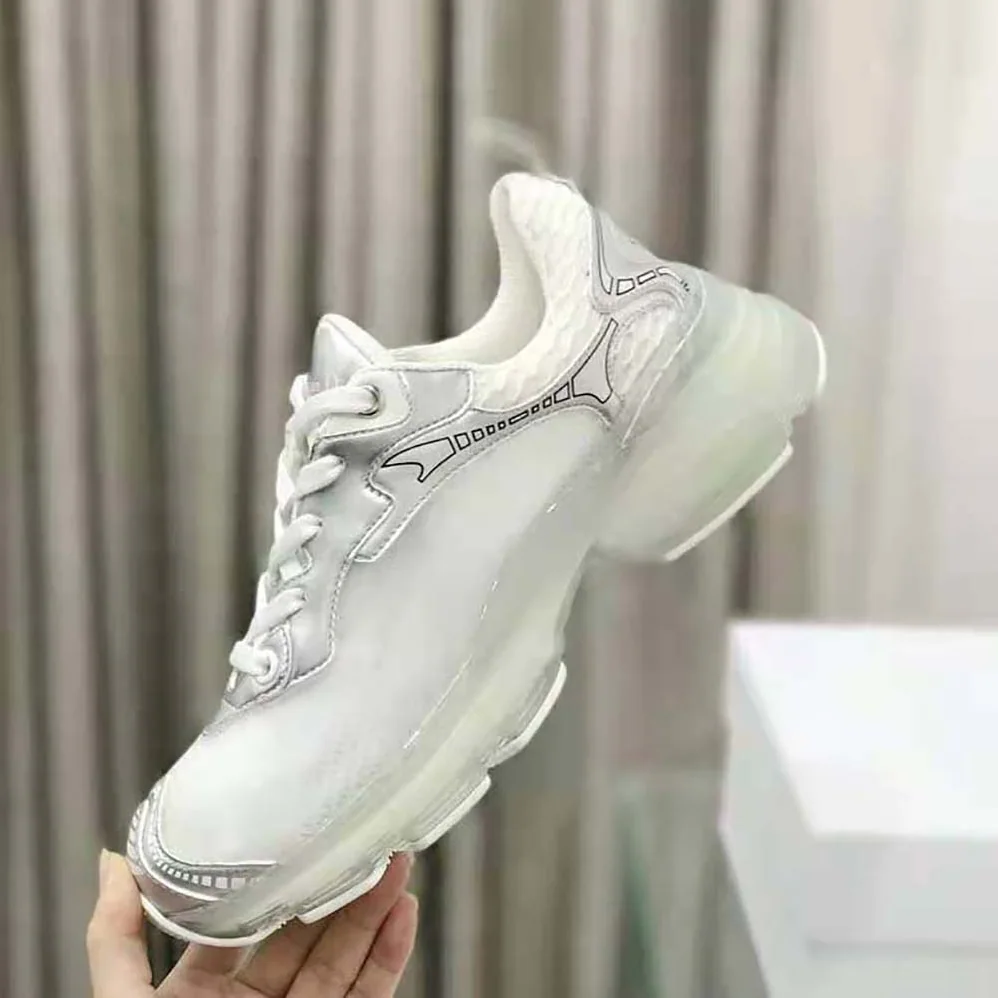 Dior Vibe Sneaker White Mesh and Silver for Women in Tone Leather Dior Vibe Sneaker White Mesh and Silver for Women in Tone Leather