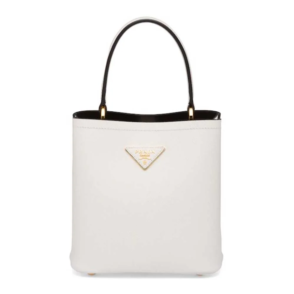 Prada Small Saffiano Leather Prada Panier Bag for Women in White Prada Small Saffiano Leather Prada Panier Bag for Women in White