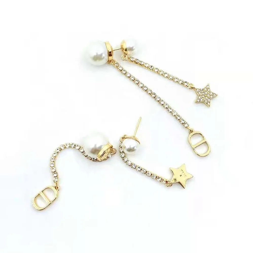 Dior Tribales Earrings Gold-Finish Metal White Resin Pearls and White Crystals for Women Dior Tribales Earrings Gold-Finish Metal White Resin Pearls and White Crystals for Women