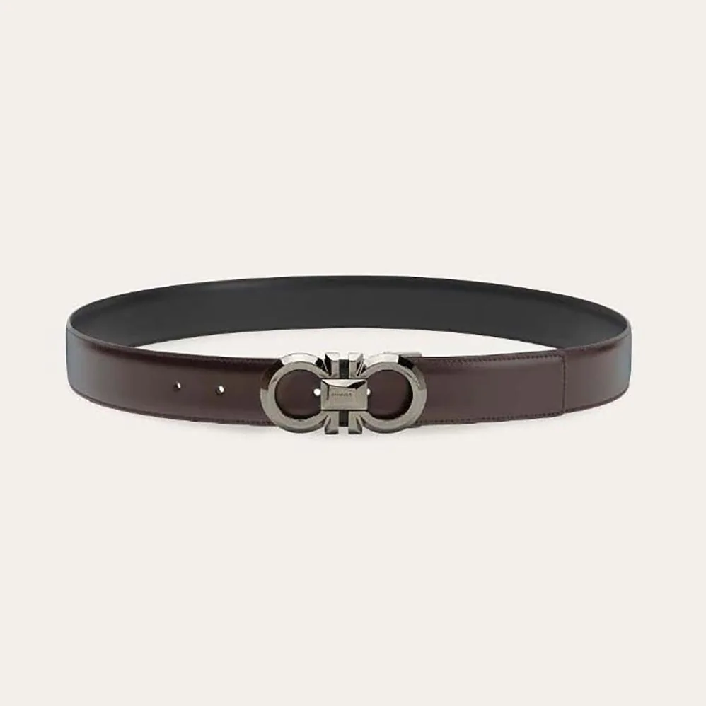 Salvatore Ferragamo Reversible and Adjustable Gancini Belt for Men in Black