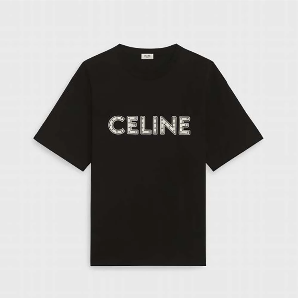 Celine Celine Loose T-shirt in Cotton with Studs for Men in Black Celine Celine Loose T-shirt in Cotton with Studs for Men in Black