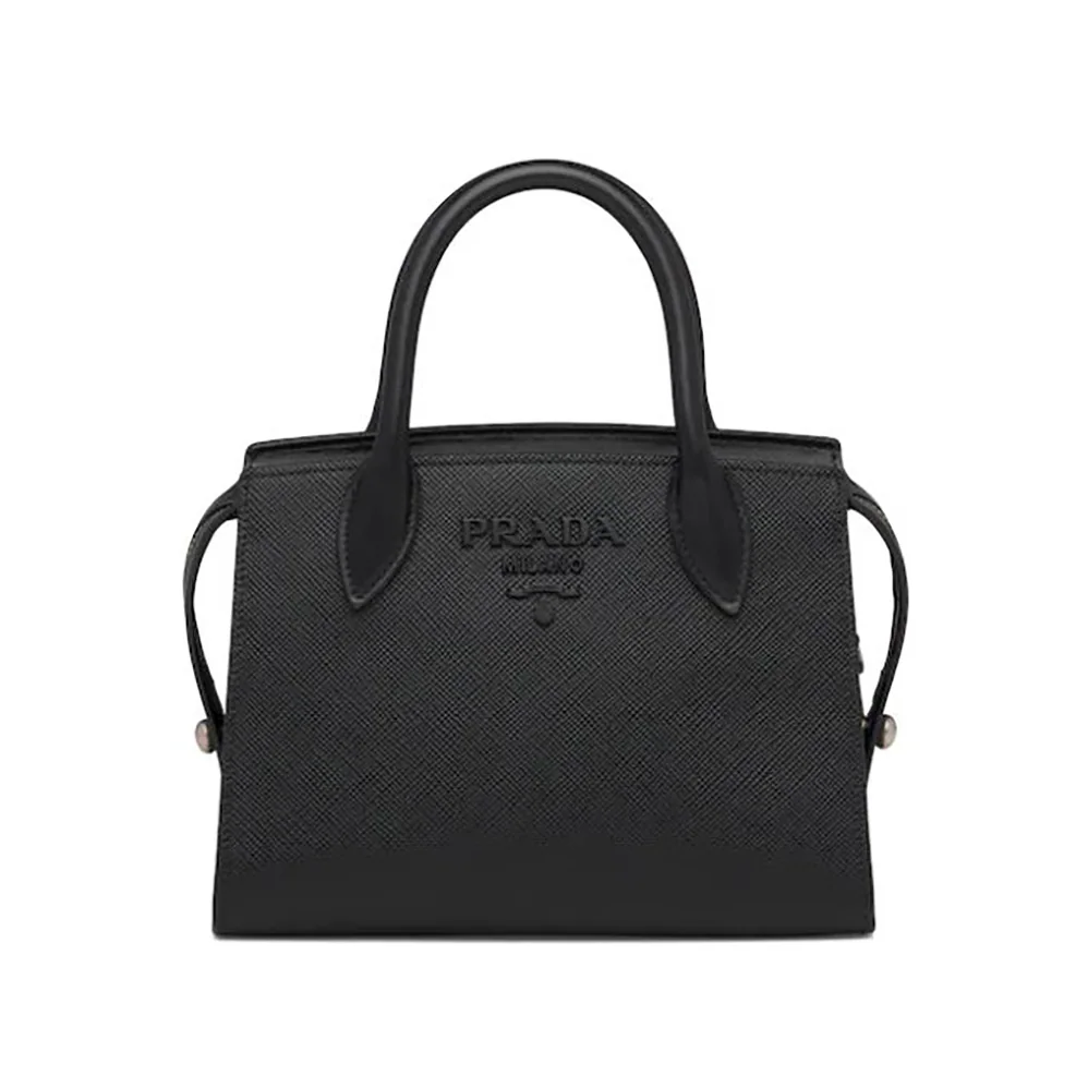 Prada Monochrome Saffiano Leather Bag for Women in Black