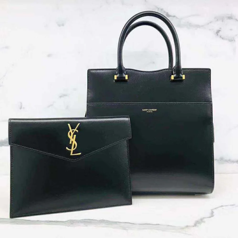 Saint Laurent YSL Uptown Small Tote Shiny Smooth Leather for Women in Black Saint Laurent YSL Uptown Small Tote Shiny Smooth Leather for Women in Black