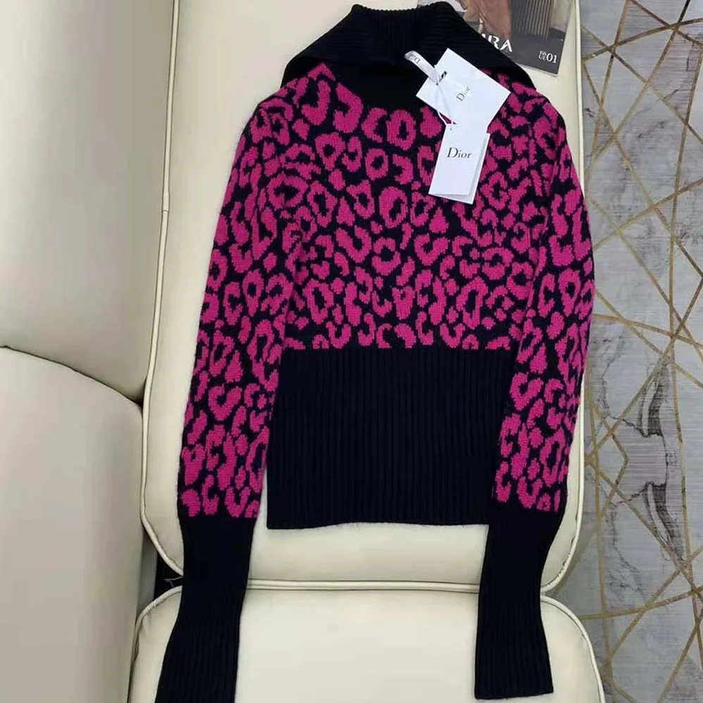 Dior Sweater Raspberry and Black Pop Mizza Cashmere for Women Dior Sweater Raspberry and Black Pop Mizza Cashmere for Women