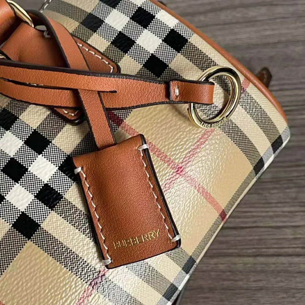 Burberry Mini Check Bowling Bag for Women in Brown