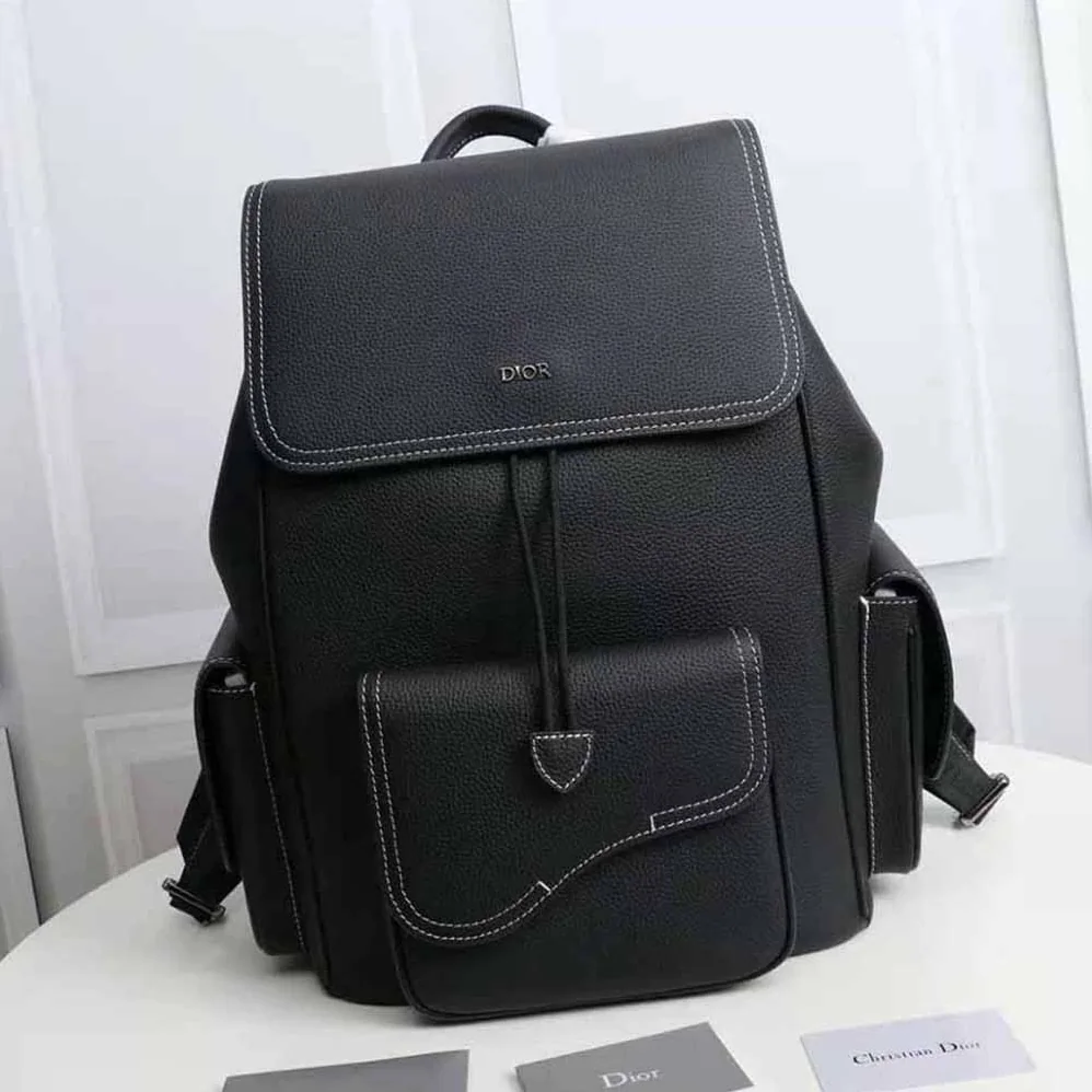 Dior Saddle Backpack Black Grained Calfskin for Men Dior Saddle Backpack Black Grained Calfskin for Men