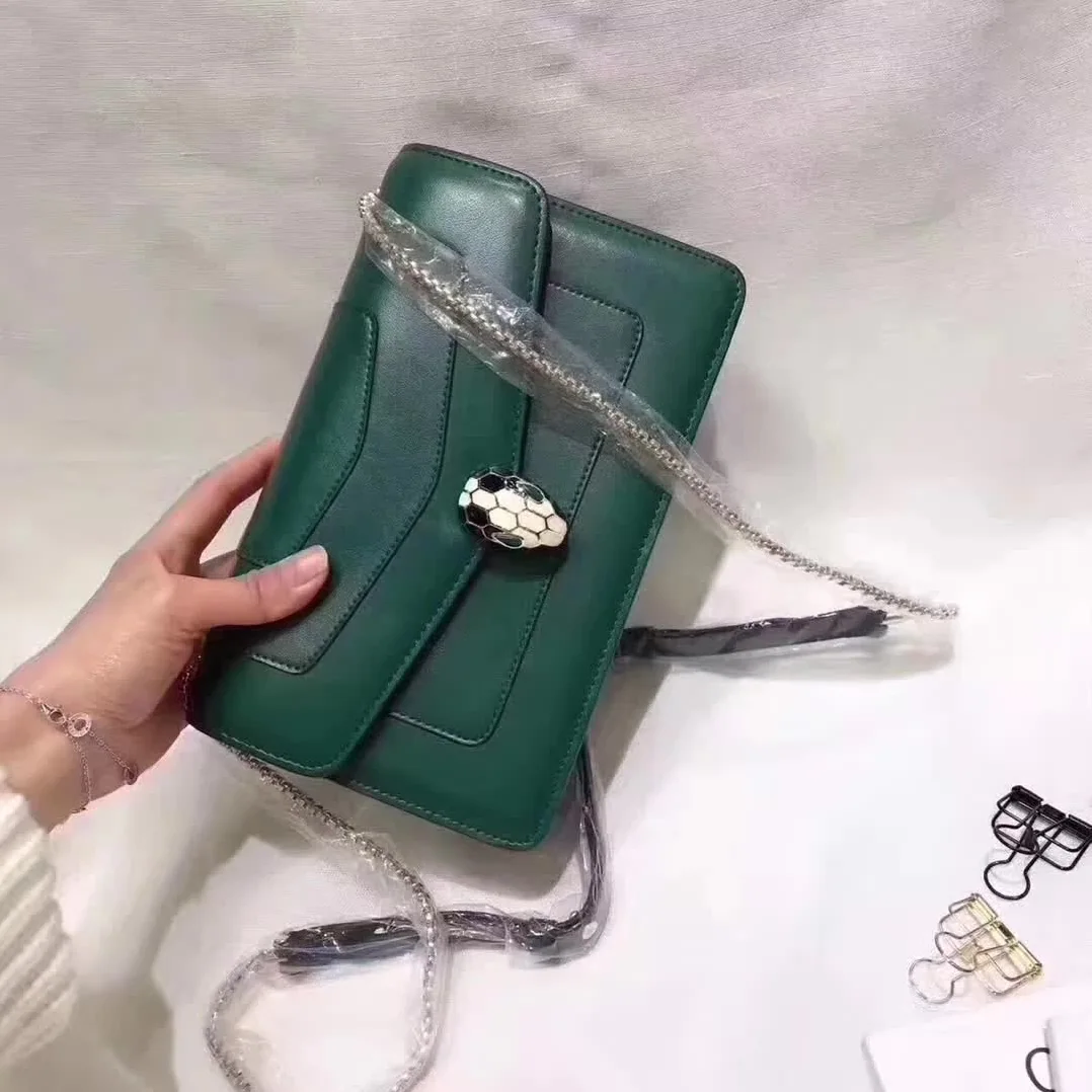 Bvlgari Serpenti Forever Small Flap Cover Chain Bag Calfskin in Green Bvlgari Serpenti Forever Small Flap Cover Chain Bag Calfskin in Green