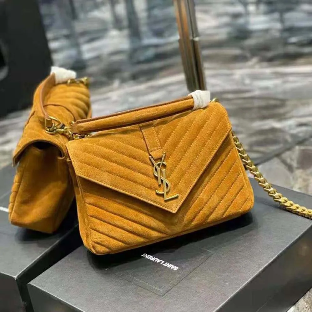 Saint Laurent YSL College Medium in Quilted Suede for Women