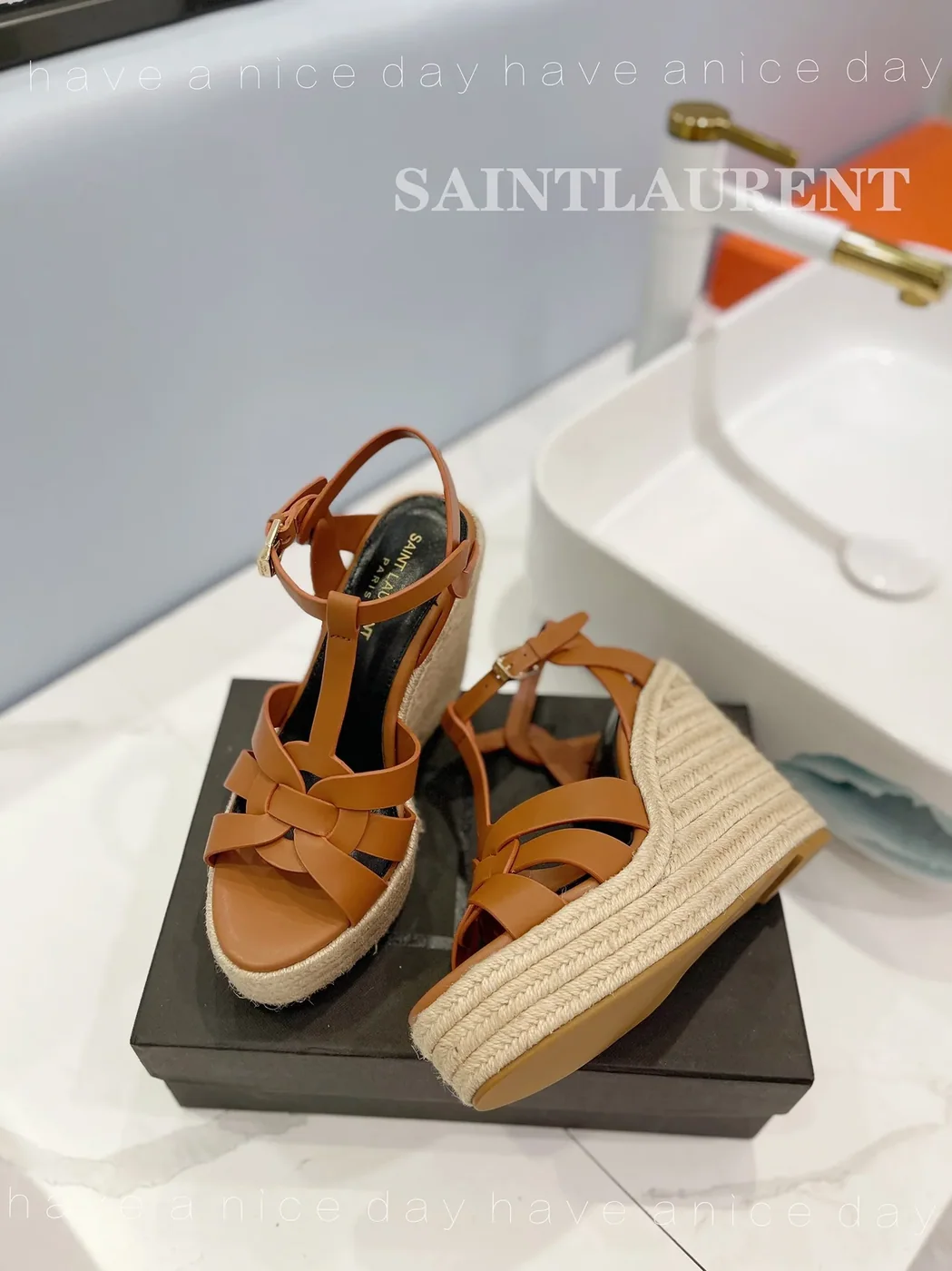 Saint Laurent Tribute Espadrilles In Smooth Brown Saint Laurent Tribute Espadrilles In Smooth Brown