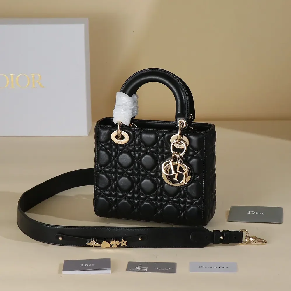 Dior Small Lady Dior My ABCDior Bag Black Cannage Lambskin for Women