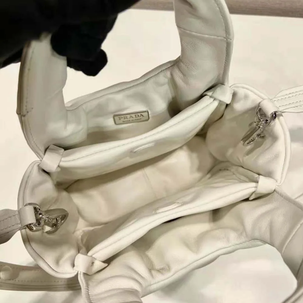 Prada Small Padded Prada Soft Nappa-Leather Bag for Women in White Prada Small Padded Prada Soft Nappa-Leather Bag for Women in White