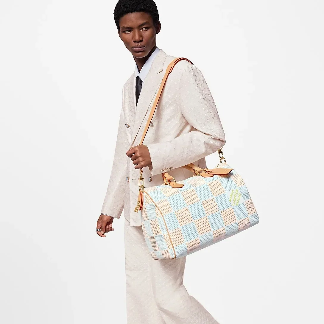 Louis Vuitton Speedy 40 Bandouliere Top Handle Bag in White Gold Hardware