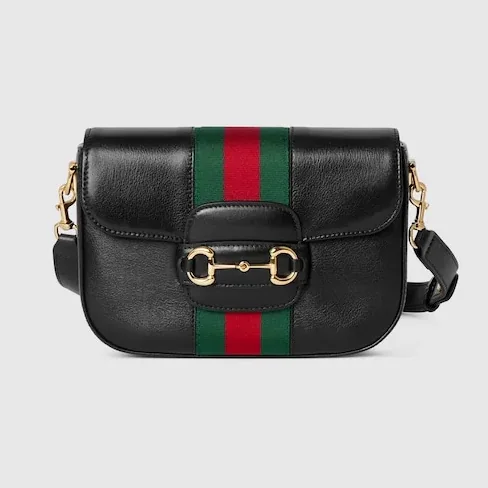 Gucci Horsebit 1955 Small Shoulder Bag in Black Gold Hardware