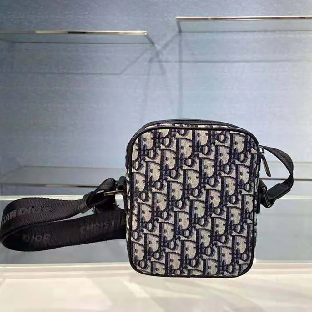 Dior Messenger Pouch Beige and Black Dior Oblique Jacquard for Men