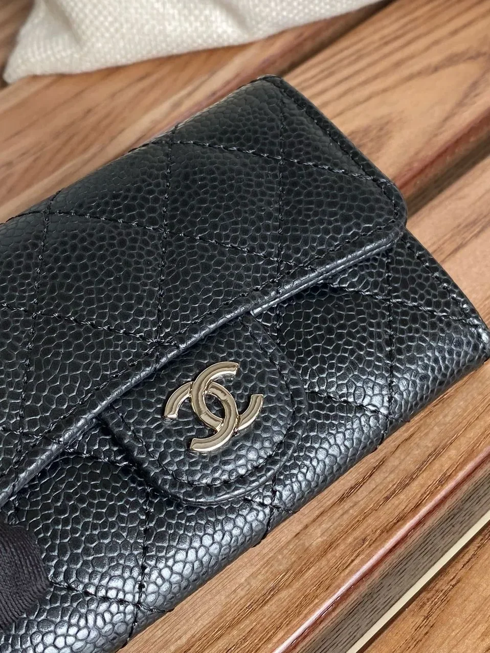 Chanel Classic Card Holder Silver Black
