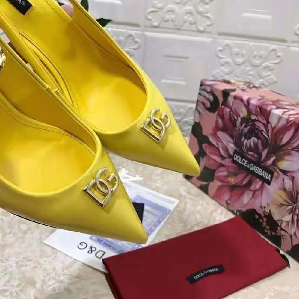 Dolce Gabbana D&G Patent Leather Slingbacks with DG Logo for Women Dolce Gabbana D&G Patent Leather Slingbacks with DG Logo for Women