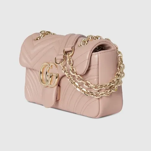 Gucci Marmont Small Shoulder Bag in Pink Beige Gold Hardware Gucci Marmont Small Shoulder Bag in Pink Beige Gold Hardware