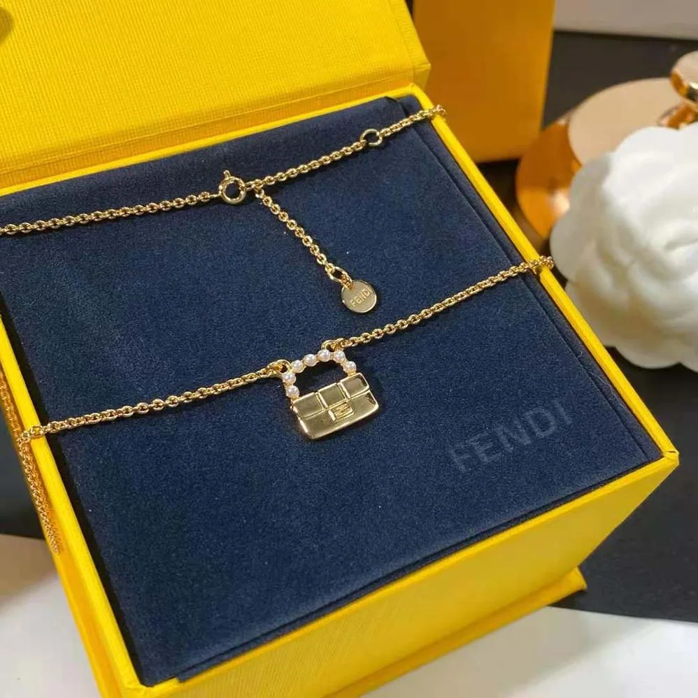 Fendi Baguette Necklace Gold for Women in Colored