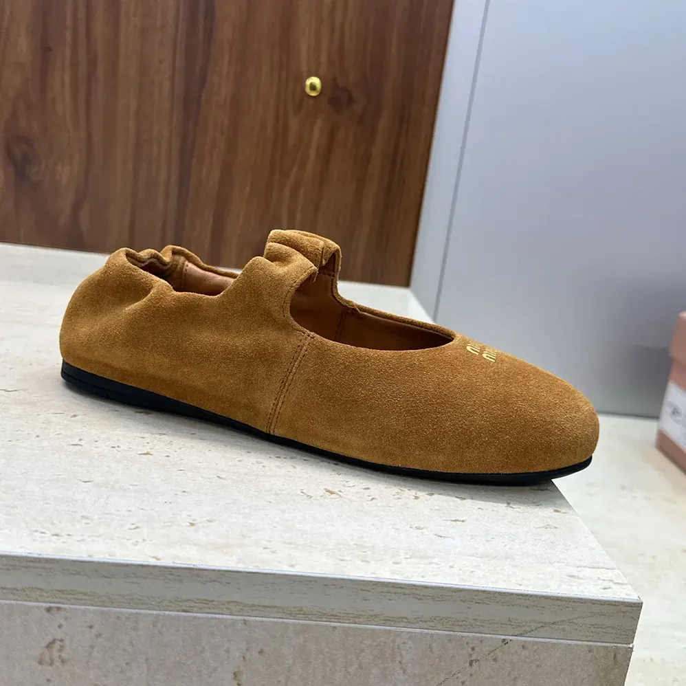 Miu Miu Ruches Suede Ballerinas for Women