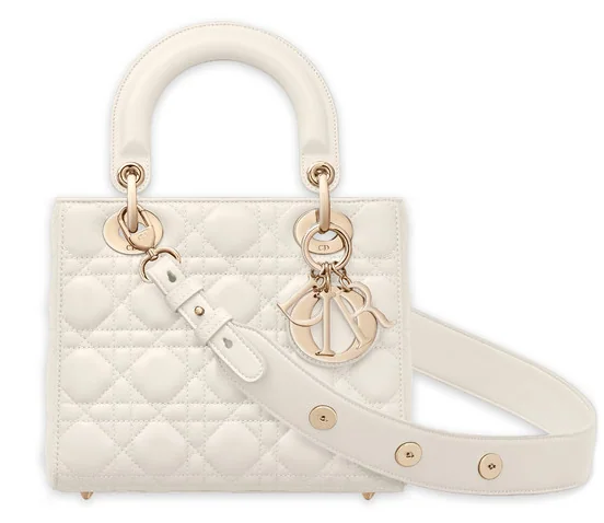 Dior My Lady Dior Bag in Cannage Lambskin in White