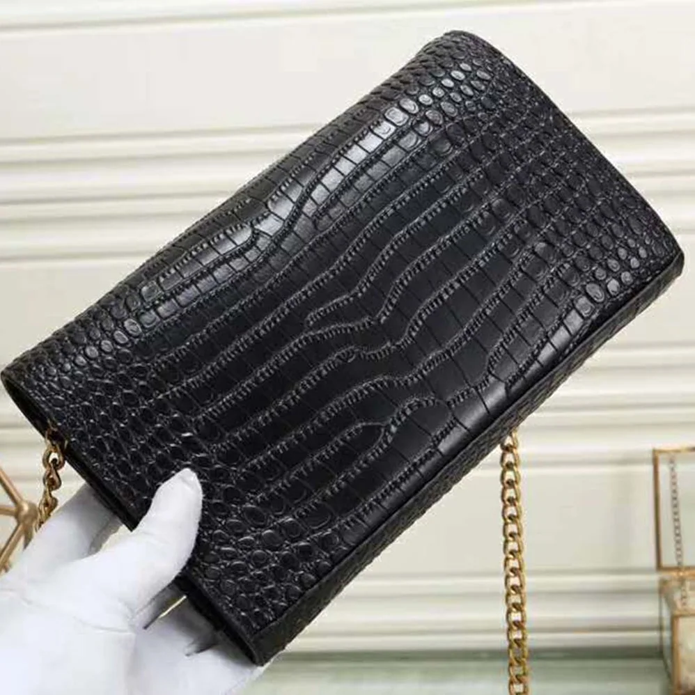 Saint Laurent YSL Sunset Medium Supple Crocodile Embossed Leather for Women Saint Laurent YSL Sunset Medium Supple Crocodile Embossed Leather for Women