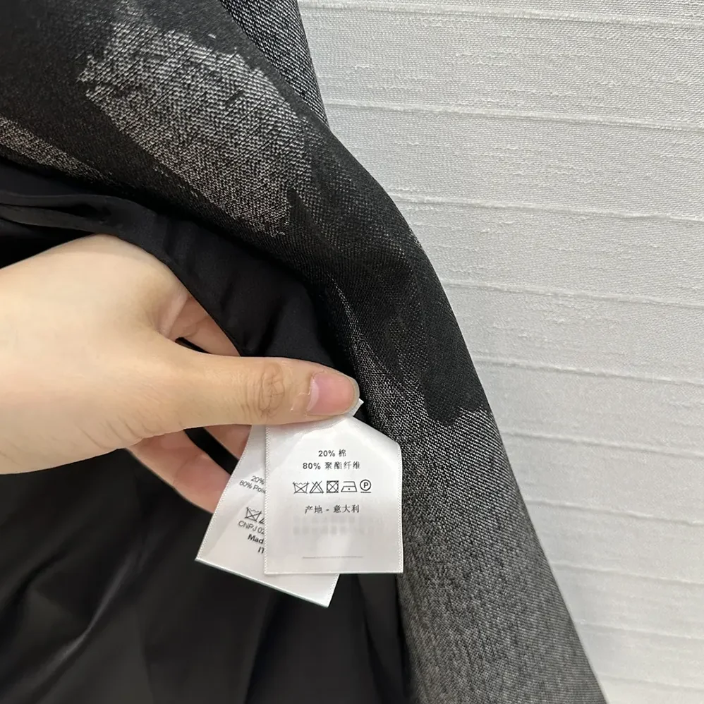 Dior Blazer Gray End-on-End Virgin Wool with Black Miss Dior Graffiti Motif for Women