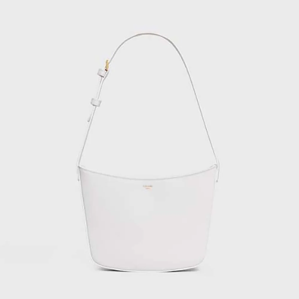 Celine Medium Celine Croque Bag in Shiny Calfskin for Women in White
