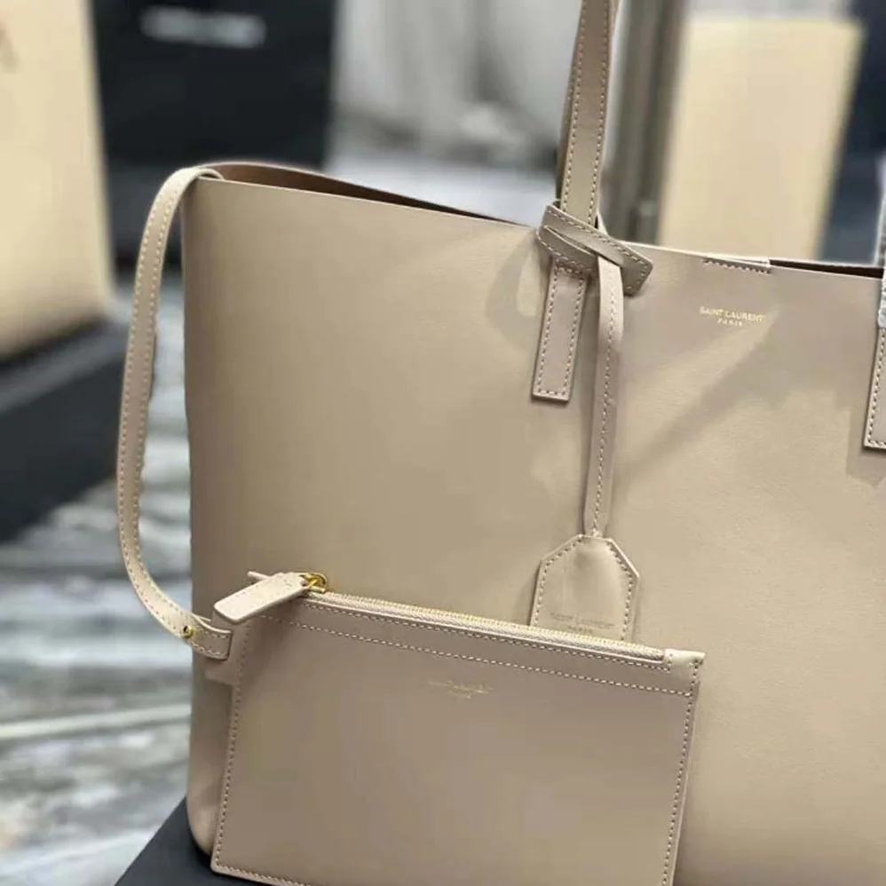 Saint Laurent YSL Shopping Saint Laurent E/W in Supple Leather for Women in Sandy
