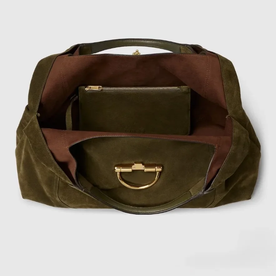 Gucci Softbit Maxi Shoulder Bag / Forest Green Suede Gold Hardware Gucci Softbit Maxi Shoulder Bag / Forest Green Suede Gold Hardware