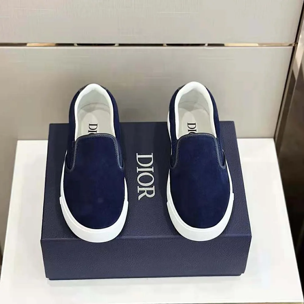 Dior B101 Slip-on Sneaker Navy Blue Suede and Smooth Calfskin for Men