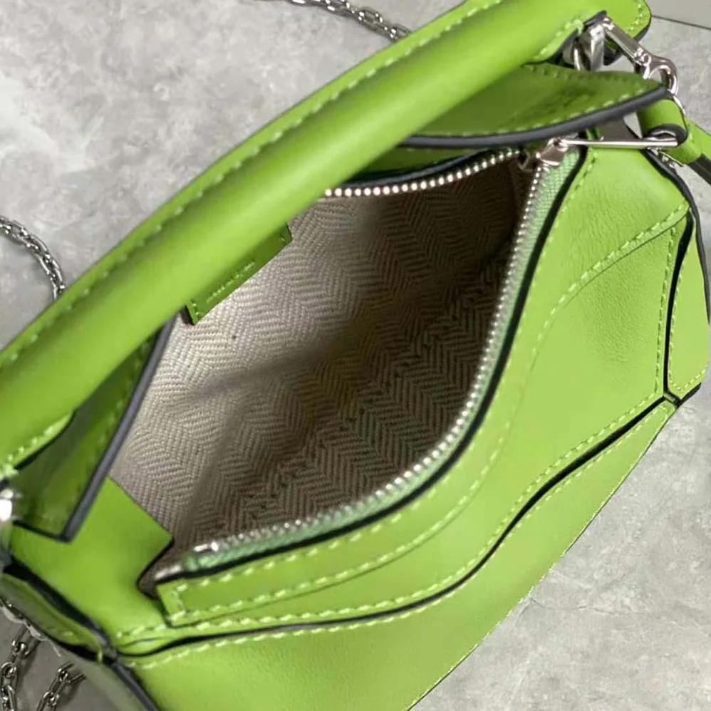 Loewe Nano Puzzle Bag in Classic Calfskin for Women in Lime Loewe Nano Puzzle Bag in Classic Calfskin for Women in Lime