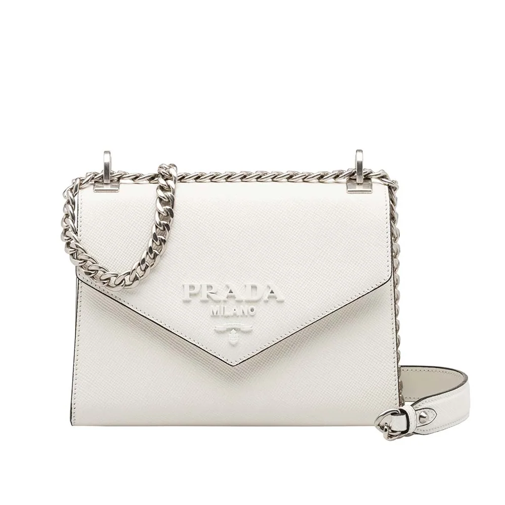 Prada Monochrome Saffiano Leather Bag in White Prada Monochrome Saffiano Leather Bag in White