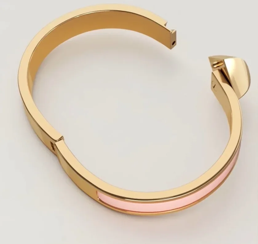 Hermes Mini Clic Medor Bracelet Rose Candeur Gold Hardware 1ZGM