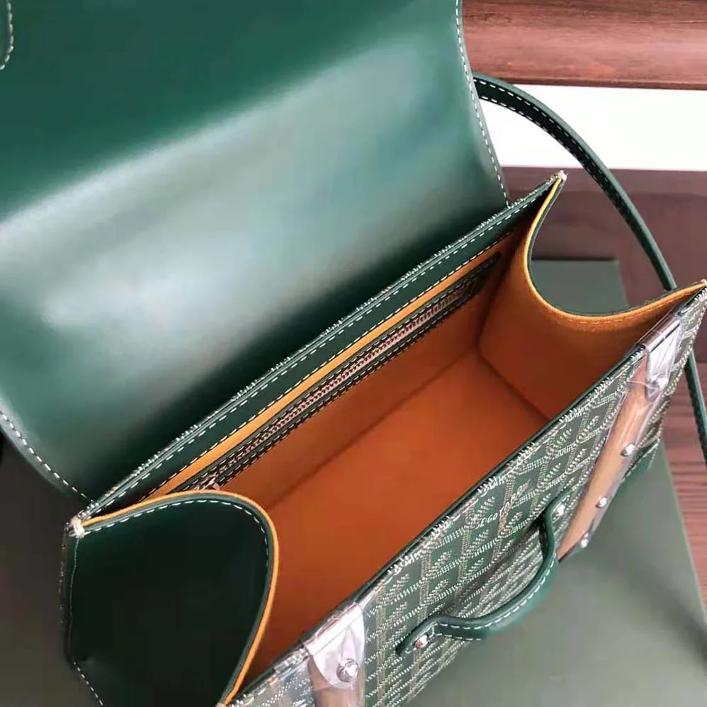 Goyard Sac Saïgon PM in Toile Goyardine & Clamecy Calfskin for Women in Green
