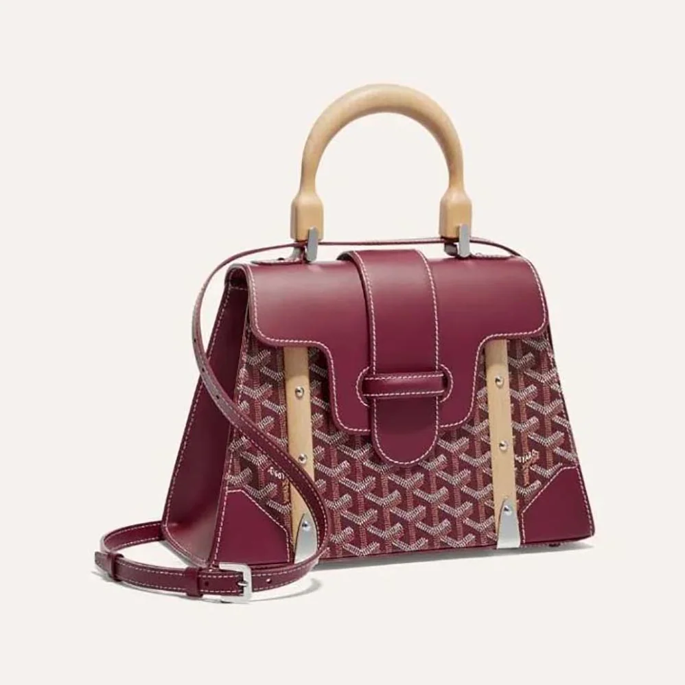 Goyard Sac Saïgon PM in Toile Goyardine & Clamecy Calfskin for Women in Maroon Goyard Sac Saïgon PM in Toile Goyardine & Clamecy Calfskin for Women in Maroon
