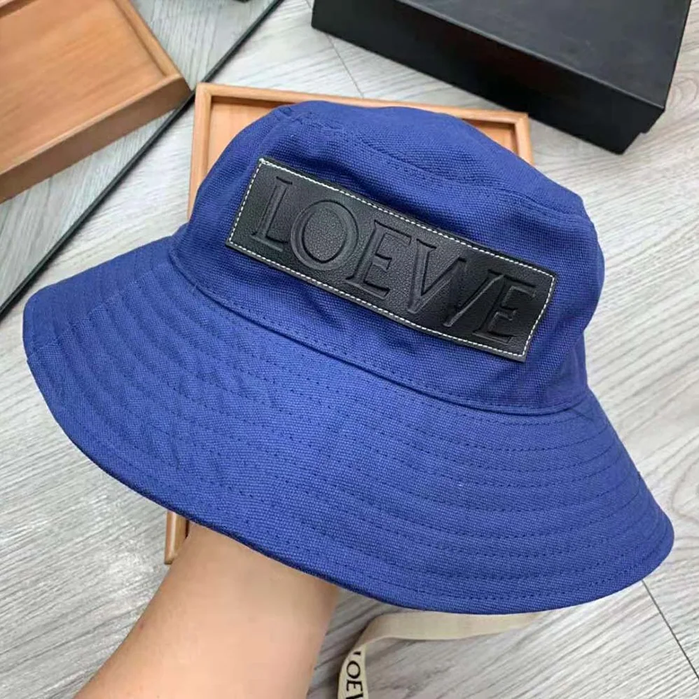 Loewe Fisherman Hat in Canvas and Calfskin for Women in Navy Loewe Fisherman Hat in Canvas and Calfskin for Women in Navy