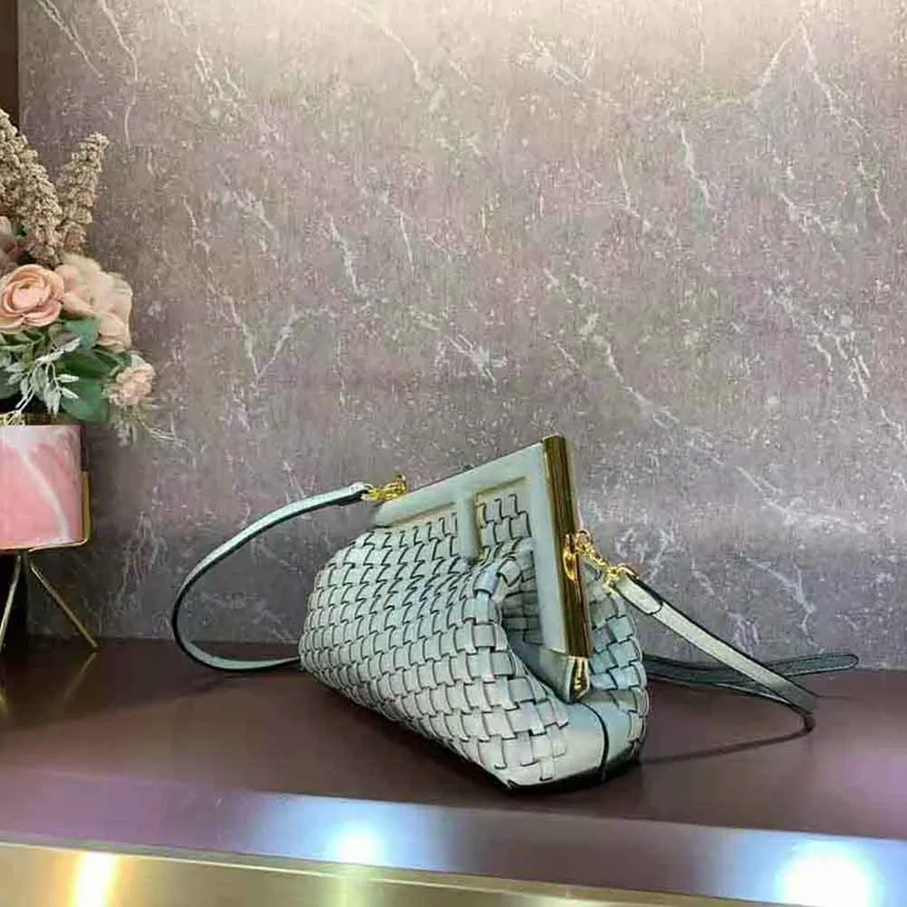 Fendi Fendi First Small Mint Green Leather Interlace Bag for Women