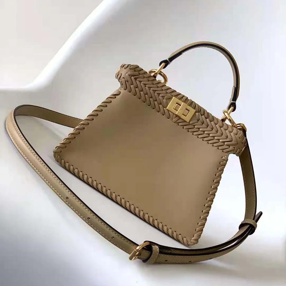 Fendi Peekaboo ISeeU Petite Brown Padded Calfskin Leather Bag for Women