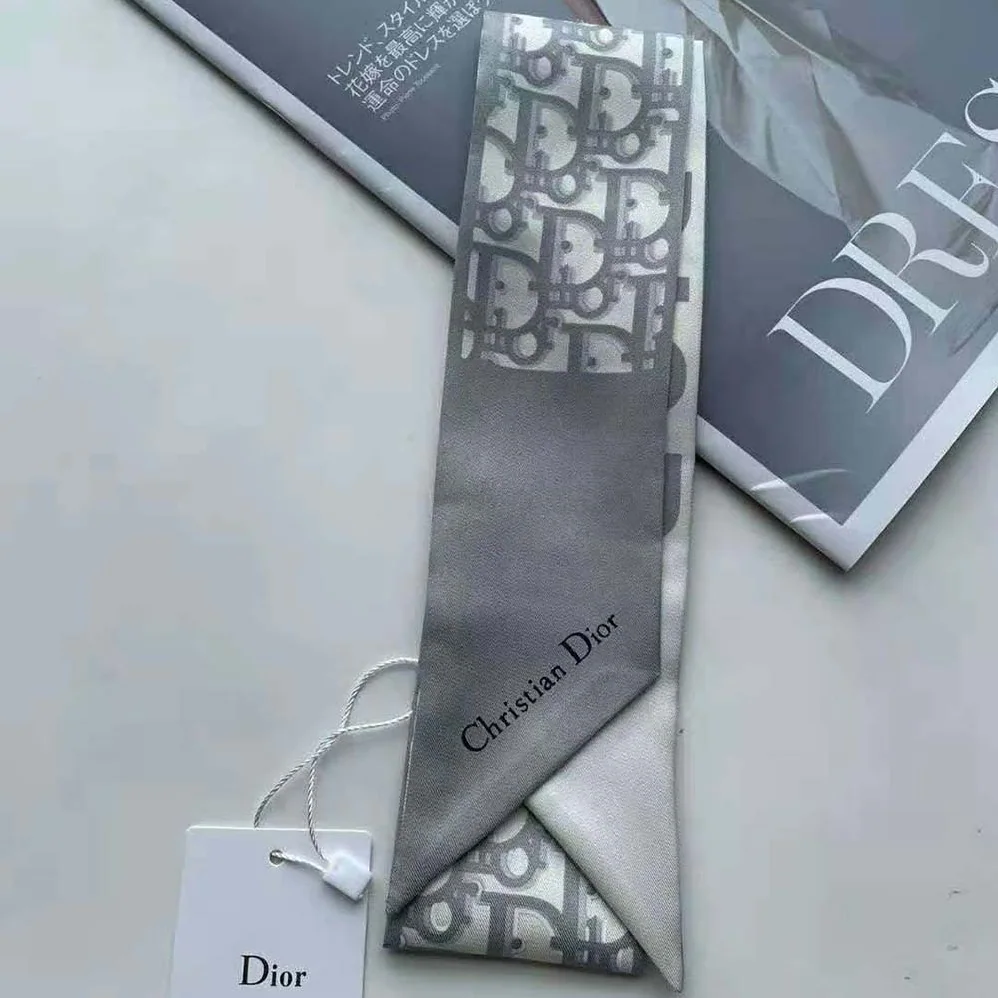 Dior Oblique Mitzah Scarf Gray Silk Twill for Women Dior Oblique Mitzah Scarf Gray Silk Twill for Women