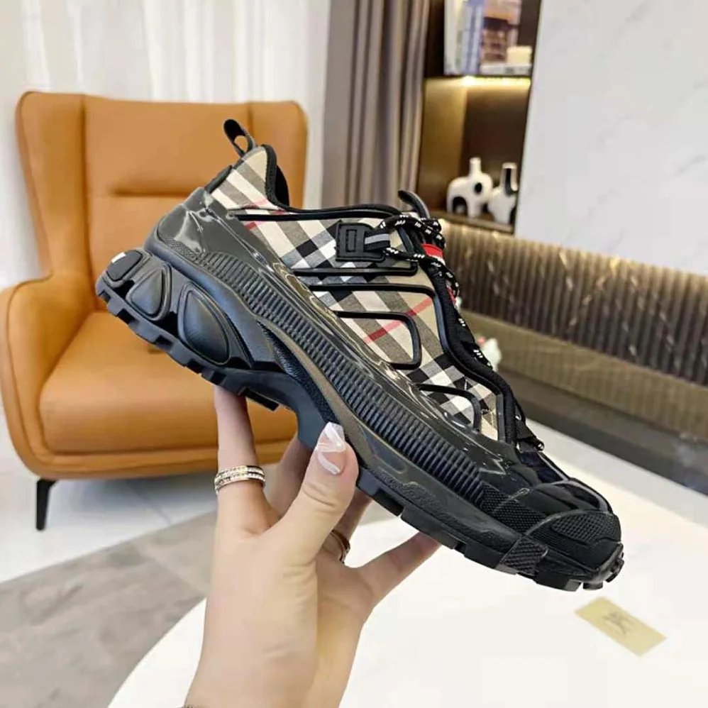 Burberry Vintage Check Cotton and Nylon Arthur Sneakers for Women in Black