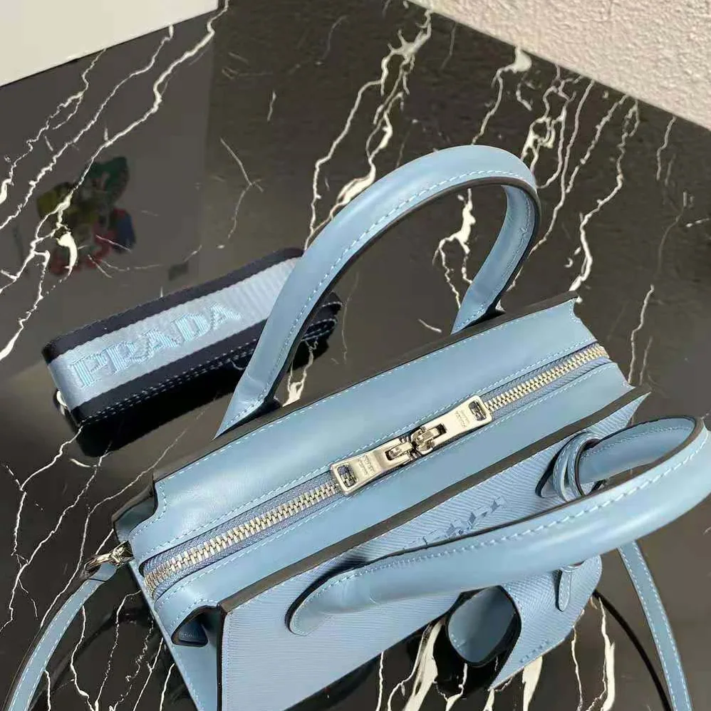 Prada Saffiano Leather Prada Monochrome Bag for Women in Blue Prada Saffiano Leather Prada Monochrome Bag for Women in Blue