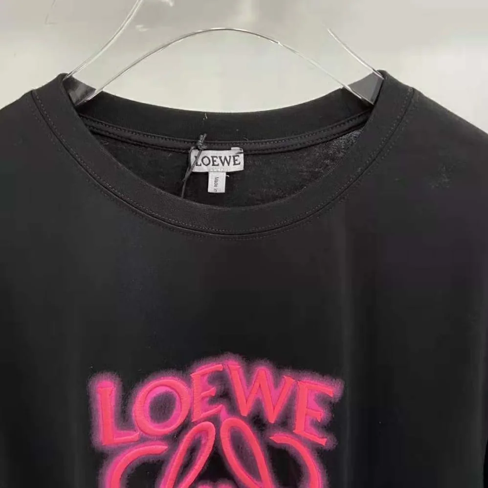 Loewe LOEWE Neon T-shirt in Cotton for Women in Black/Pink